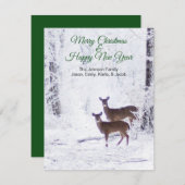 鹿が雪の休日のグリーティングカードに シーズンカード (正面/裏面)