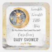 鹿きらめく小さな星の赤ちゃんシャワー スクエアシール (正面)