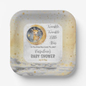 鹿きらめく小さな星の赤ちゃんシャワー ペーパープレート (正面)