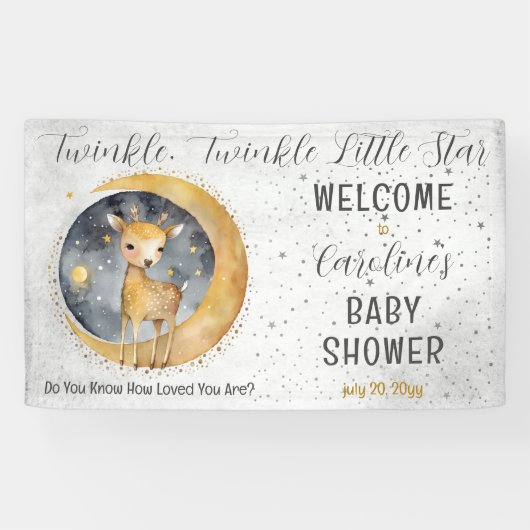 鹿きらめく小さな星の赤ちゃんシャワー 横断幕 (横)