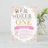 鹿さんのお誕生日おめでとう！ファーストバースデー招待状 招待状 (スタンド正面)