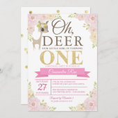 鹿さんのお誕生日おめでとう！ファーストバースデー招待状 招待状 (正面/裏面)