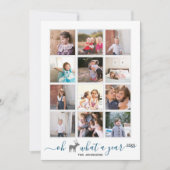 鹿さんよ、振り返り写真コラージュ 青 シーズンカード (正面)