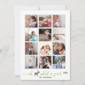 鹿さんよ、1年を振り返るフォトコラージュ 緑 シーズンカード (正面)