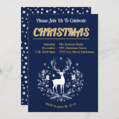 鹿とのクリスマスパーティの招待状 招待状 (正面/裏面)