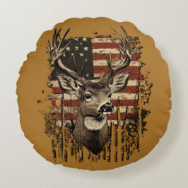 鹿とアメリカの国 ラウンドクッション