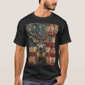 鹿とアメリカ国旗 Tシャツ (正面)