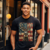 鹿とアメリカ国旗 Tシャツ