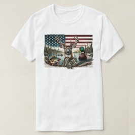 鹿とアメリカ Tシャツ