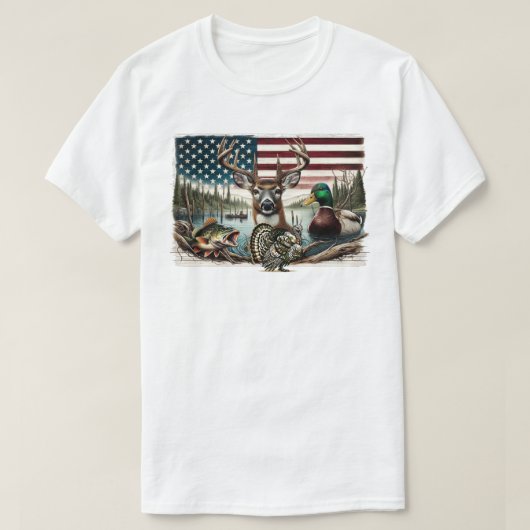 鹿とアメリカ Tシャツ (デザイン正面)
