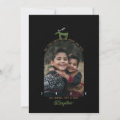 鹿とアーチ写真のクリスマスカード 招待状 (正面)