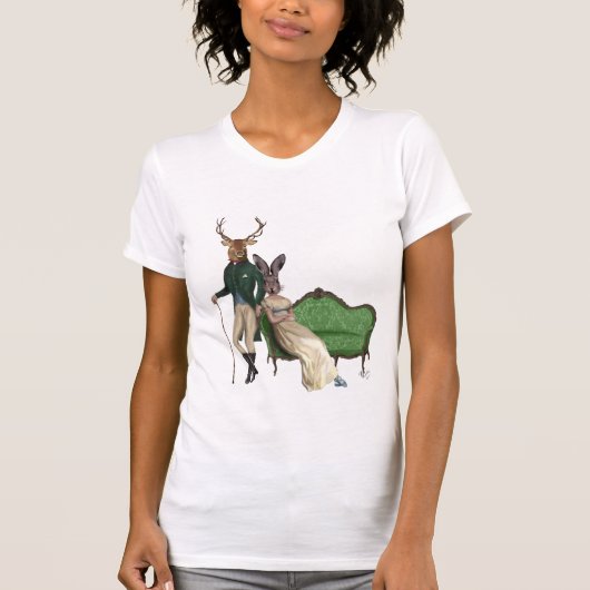 鹿とウサギ夫人2 Tシャツ (正面)