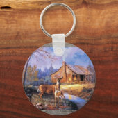 鹿とキャビンのキーチェーン キーホルダー (正面)