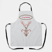 鹿とキャンディーケーンクリスマス エプロン (正面)