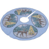 鹿とクリスマスツリーの雪片 ブラッシュドポリエステルツリースカート (アングル)