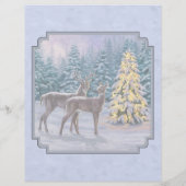 鹿とクリスマスツリーウィンターブルーレターヘッド レターヘッド (裏面)