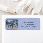 鹿とクリスマスツリーウィンターブルー ラベル (インサイチュ)