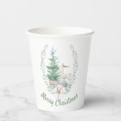 鹿とクリスマスツリーホリデー 紙コップ (正面)