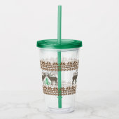 鹿とクリスマスツリーリトアニアのフォークパターン アクリルタンブラー (正面)