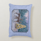 鹿とクリスマスツリー冬の青 アクセントクッション (裏面(縦))