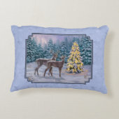 鹿とクリスマスツリー冬の青 アクセントクッション (裏面)