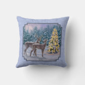 鹿とクリスマスツリー冬の青 クッション (裏面)