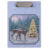 鹿とクリスマスツリー冬の青 クリップボード (正面)
