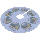 鹿とクリスマスツリー冬の青 フェイクリネンツリースカート (アングル)