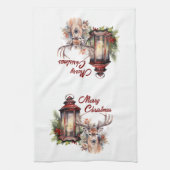 鹿とクリスマスランタンキッチンタオル キッチンタオル (縦)