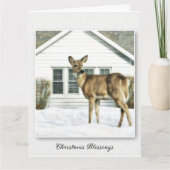 鹿とコテージ – クリスマス恵み カード (正面)