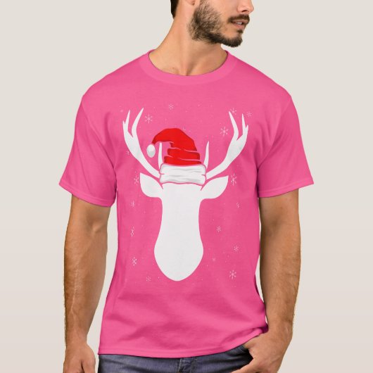 鹿とサンタハットクリスマス狩り Tシャツ (正面)