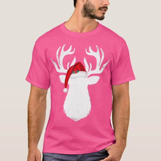鹿とサンタハットクリスマス狩り Tシャツ (正面)