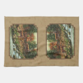 鹿とストリームの滝タン キッチンタオル (横)