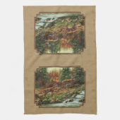 鹿とストリームの滝タン キッチンタオル (縦)