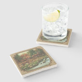 鹿とストリームの滝タン ストーンコースター (横)