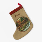鹿とストリームの滝タン スモールクリスマスストッキング (裏面 (吊り時))