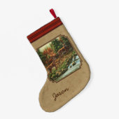 鹿とストリームの滝タン スモールクリスマスストッキング (裏面 (吊り時))