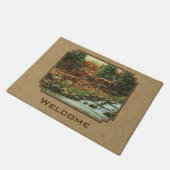 鹿とストリームの滝タン ドアマット (アングル)