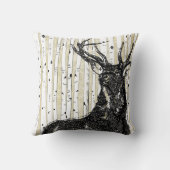 鹿とダマスク樺の木ツリーピロー クッション (裏面)