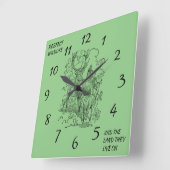 鹿とバック野生生物と自然を尊重 スクエア壁時計 (傾斜)