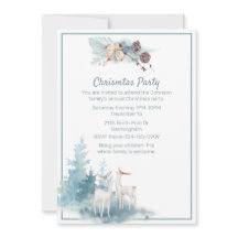 鹿とパステルベージュクリスマスパーティの招待状