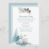 鹿とパステルベージュクリスマスパーティの招待状 招待状 (正面/裏面)