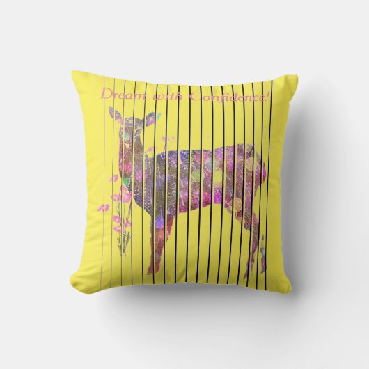 鹿とパーソナライズされた夢、花の装飾用クッション クッション (正面)