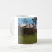 鹿とピンクのサンセットのフィールド コーヒーマグカップ (正面左)