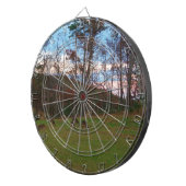 鹿とピンクのサンセットのフィールド ダーツボード (正面右)