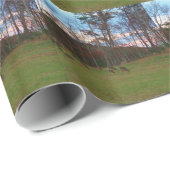 鹿とピンクのサンセットのフィールド ラッピングペーパー (ロールコーナー)