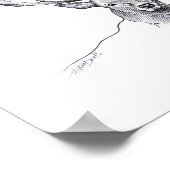 鹿とピンクの幾何学的ハートスケッチ動物アート ポスター (角)