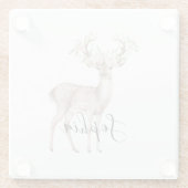 鹿とピンクの花 ガラスコースター (裏面)