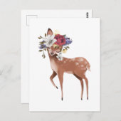 鹿とフローラ王冠はがき ポストカード (正面/裏面)