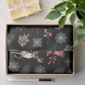 鹿とブルフィンチでシームレスなクリスマスパターン 薄葉紙 (ギフト)